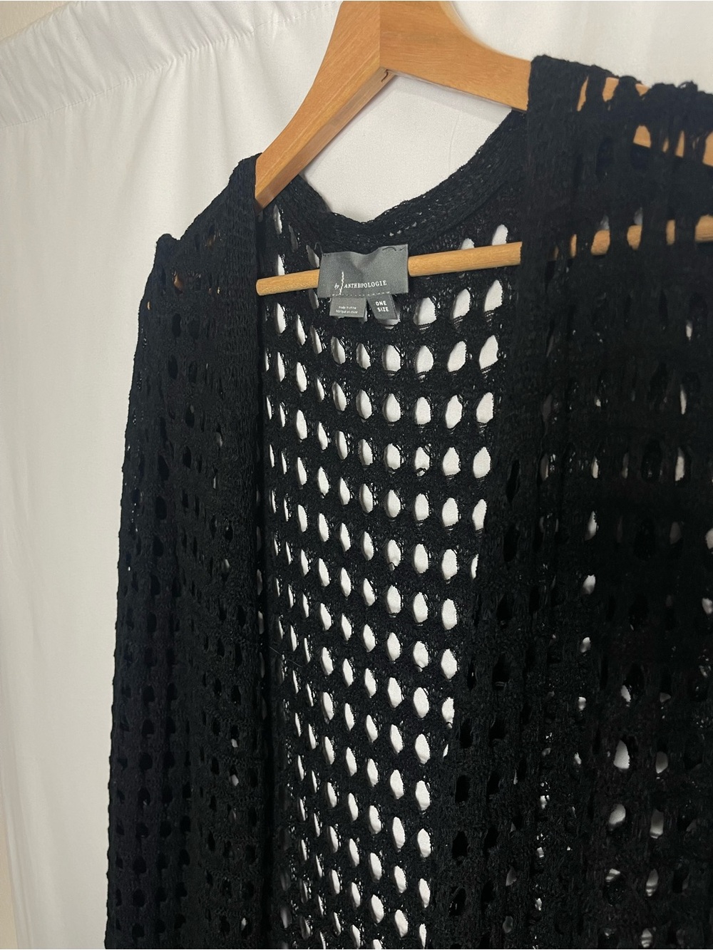 Anthropologie Open-Weave Duster Cardigan black one M - Picture 5 of 6